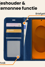 Nomfy Nomfy Samsung Galaxy S25 Ultra Hoesje Bookcase Met Screenprotector - Donkerblauw