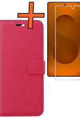Nomfy Nomfy Samsung Galaxy S25 Ultra Hoesje Bookcase Met Screenprotector - Donkerroze