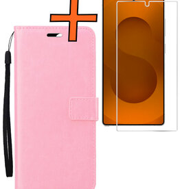 Nomfy Nomfy Samsung Galaxy S25 Ultra Hoesje Bookcase Met Screenprotector - Lichtroze