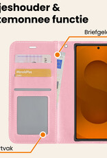 Nomfy Nomfy Samsung Galaxy S25 Ultra Hoesje Bookcase Met Screenprotector - Lichtroze