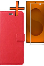 Nomfy Nomfy Samsung Galaxy S25 Ultra Hoesje Bookcase Met Screenprotector - Rood
