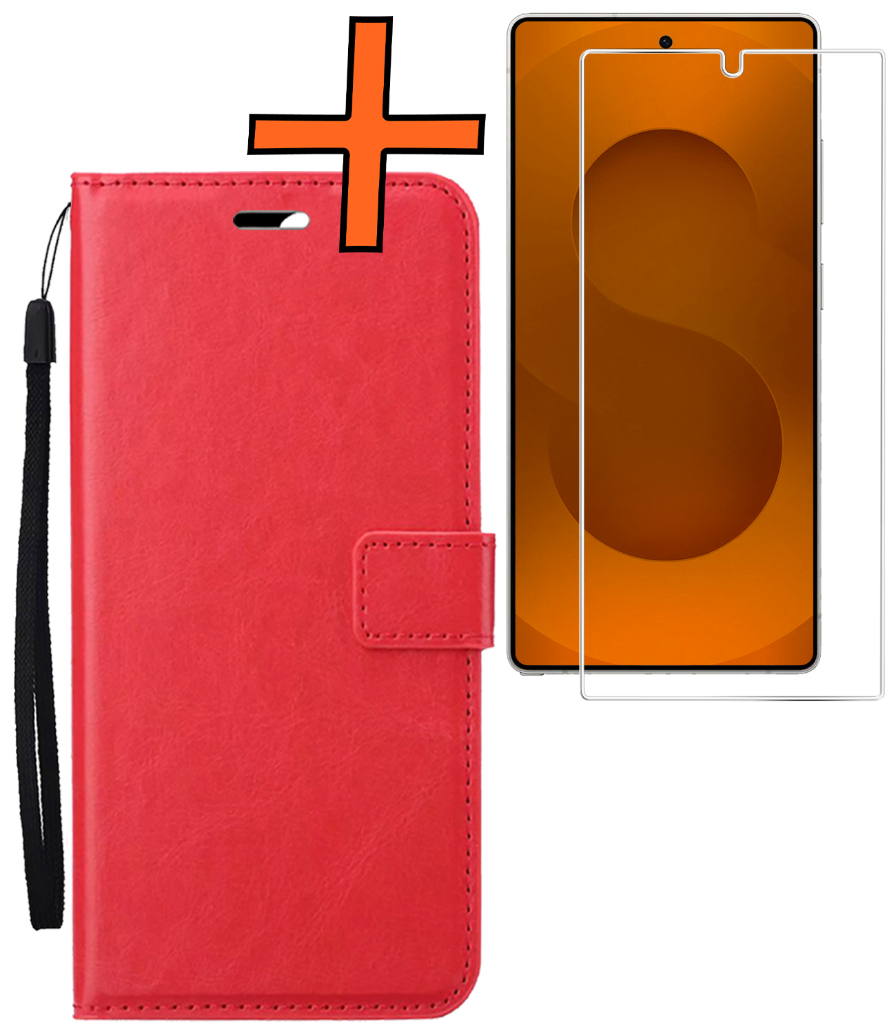 Nomfy Nomfy Samsung Galaxy S25 Ultra Hoesje Bookcase Met Screenprotector - Rood