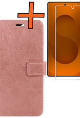 Nomfy Nomfy Samsung Galaxy S25 Ultra Hoesje Bookcase Met Screenprotector - Rose Goud