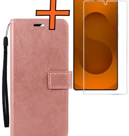 Nomfy Nomfy Samsung Galaxy S25 Ultra Hoesje Bookcase Met Screenprotector - Rose Goud