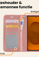 Nomfy Nomfy Samsung Galaxy S25 Ultra Hoesje Bookcase Met Screenprotector - Rose Goud