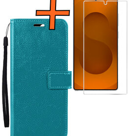 Nomfy Nomfy Samsung Galaxy S25 Ultra Hoesje Bookcase Met Screenprotector - Turquoise