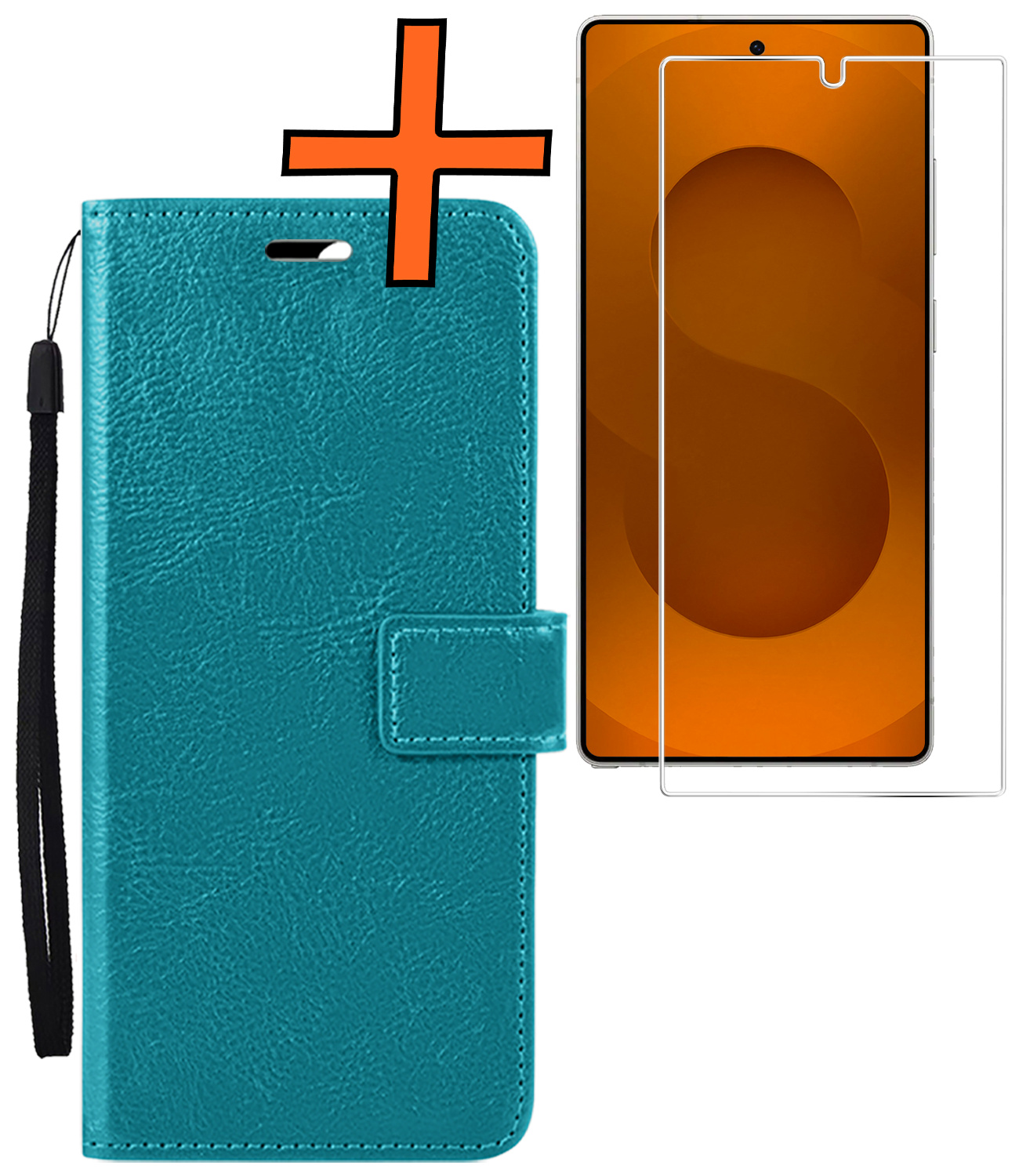 Nomfy Nomfy Samsung Galaxy S25 Ultra Hoesje Bookcase Met Screenprotector - Turquoise