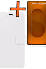 Nomfy Nomfy Samsung Galaxy S25 Ultra Hoesje Bookcase Met Screenprotector - Wit