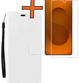 Nomfy Nomfy Samsung Galaxy S25 Ultra Hoesje Bookcase Met Screenprotector - Wit