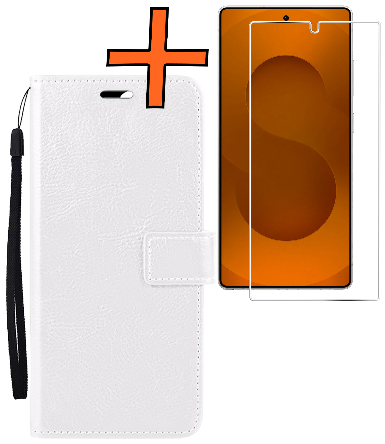 Nomfy Nomfy Samsung Galaxy S25 Ultra Hoesje Bookcase Met Screenprotector - Wit
