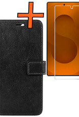 Nomfy Nomfy Samsung Galaxy S25 Ultra Hoesje Bookcase Met Screenprotector - Zwart