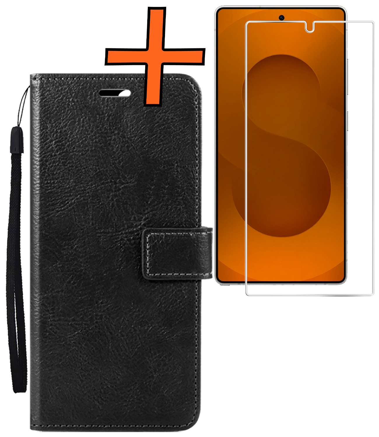 Nomfy Nomfy Samsung Galaxy S25 Ultra Hoesje Bookcase Met Screenprotector - Zwart