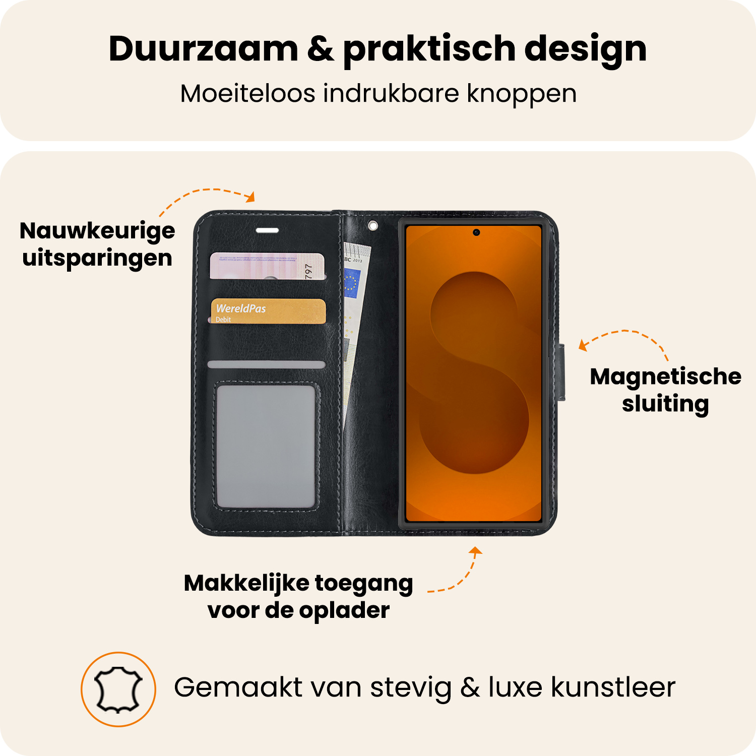 Nomfy Nomfy Samsung Galaxy S25 Ultra Hoesje Bookcase Met Screenprotector - Zwart