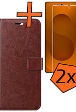Nomfy Nomfy Samsung Galaxy S25 Ultra Hoesje Bookcase Met 2x Screenprotector - Bruin