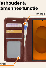 Nomfy Nomfy Samsung Galaxy S25 Ultra Hoesje Bookcase Met 2x Screenprotector - Bruin