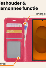 Nomfy Nomfy Samsung Galaxy S25 Ultra Hoesje Bookcase Met 2x Screenprotector - Donkerroze