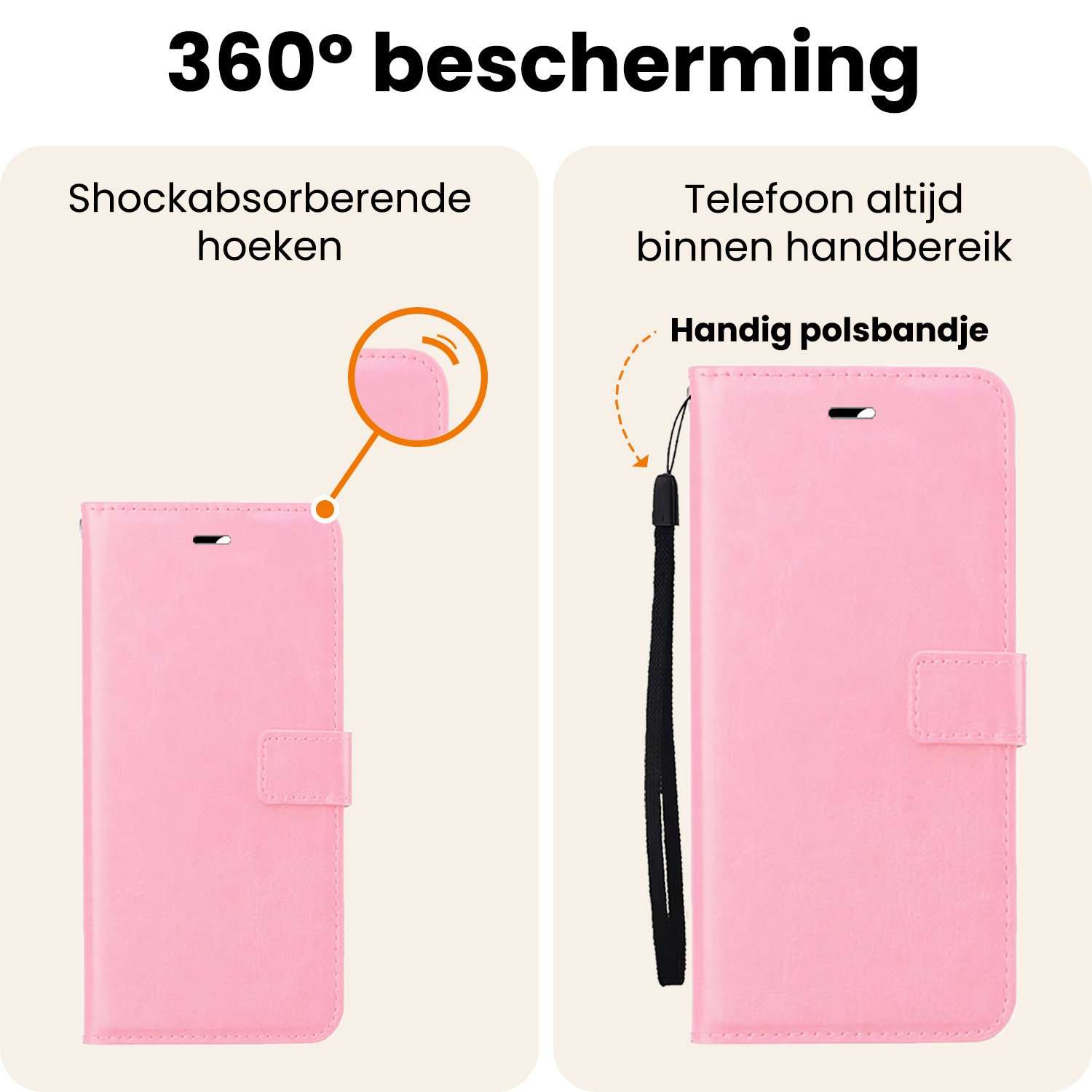 Nomfy Nomfy Samsung Galaxy S25 Ultra Hoesje Bookcase Met 2x Screenprotector - Lichtroze