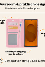 Nomfy Nomfy Samsung Galaxy S25 Ultra Hoesje Bookcase Met 2x Screenprotector - Lichtroze