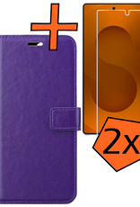 Nomfy Nomfy Samsung Galaxy S25 Ultra Hoesje Bookcase Met 2x Screenprotector - Paars