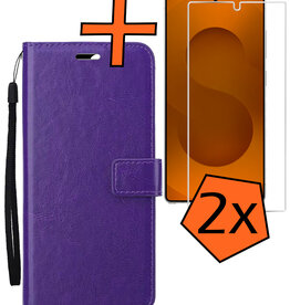 Nomfy Nomfy Samsung Galaxy S25 Ultra Hoesje Bookcase Met 2x Screenprotector - Paars