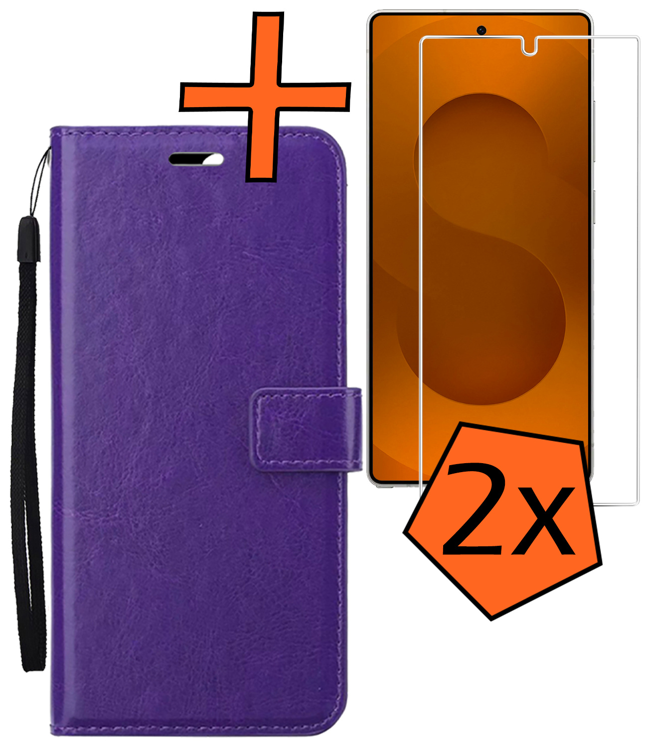 Nomfy Nomfy Samsung Galaxy S25 Ultra Hoesje Bookcase Met 2x Screenprotector - Paars