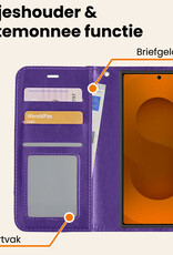 Nomfy Nomfy Samsung Galaxy S25 Ultra Hoesje Bookcase Met 2x Screenprotector - Paars