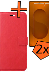 Nomfy Nomfy Samsung Galaxy S25 Ultra Hoesje Bookcase Met 2x Screenprotector - Rood