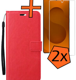 Nomfy Nomfy Samsung Galaxy S25 Ultra Hoesje Bookcase Met 2x Screenprotector - Rood