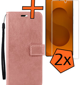 Nomfy Nomfy Samsung Galaxy S25 Ultra Hoesje Bookcase Met 2x Screenprotector - Rose Goud