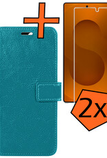 Nomfy Nomfy Samsung Galaxy S25 Ultra Hoesje Bookcase Met 2x Screenprotector - Turquoise