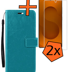 Nomfy Nomfy Samsung Galaxy S25 Ultra Hoesje Bookcase Met 2x Screenprotector - Turquoise
