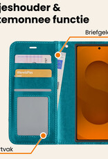 Nomfy Nomfy Samsung Galaxy S25 Ultra Hoesje Bookcase Met 2x Screenprotector - Turquoise