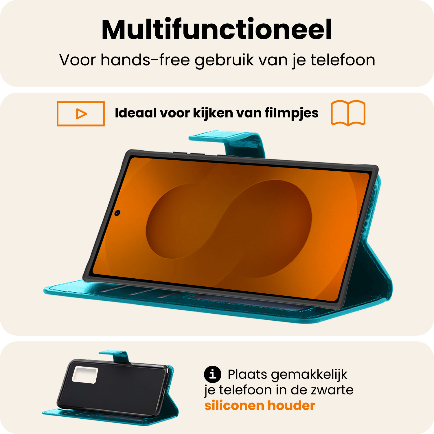 Nomfy Nomfy Samsung Galaxy S25 Ultra Hoesje Bookcase Met 2x Screenprotector - Turquoise