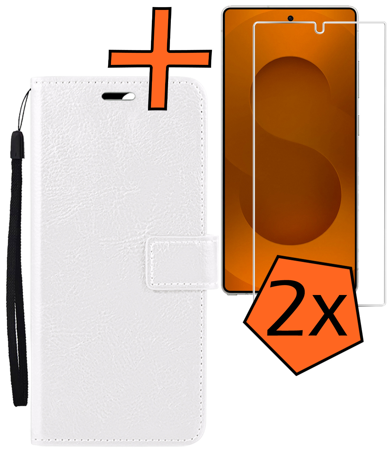 Nomfy Nomfy Samsung Galaxy S25 Ultra Hoesje Bookcase Met 2x Screenprotector - Wit