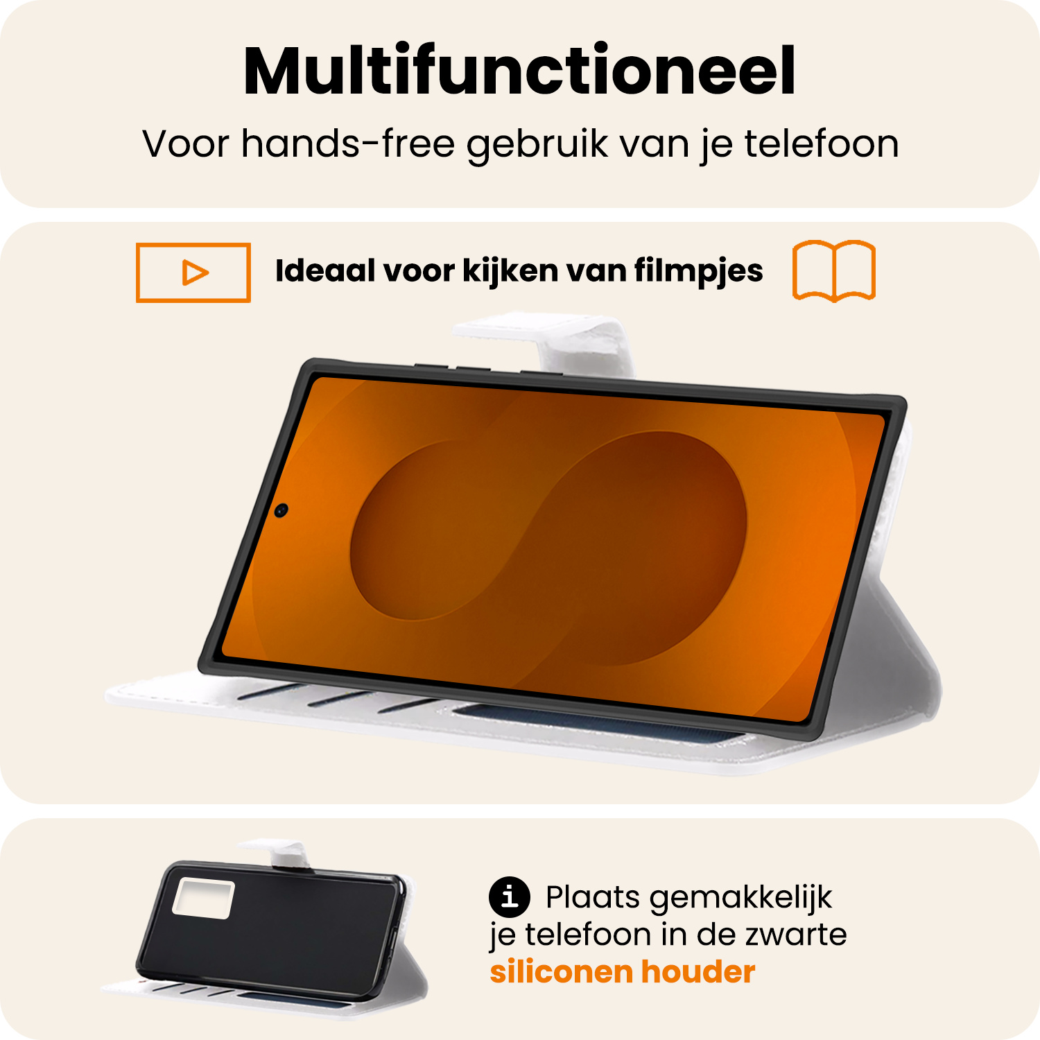 Nomfy Nomfy Samsung Galaxy S25 Ultra Hoesje Bookcase Met 2x Screenprotector - Wit