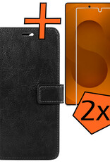 Nomfy Nomfy Samsung Galaxy S25 Ultra Hoesje Bookcase Met 2x Screenprotector - Zwart