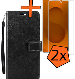 Nomfy Nomfy Samsung Galaxy S25 Ultra Hoesje Bookcase Met 2x Screenprotector - Zwart