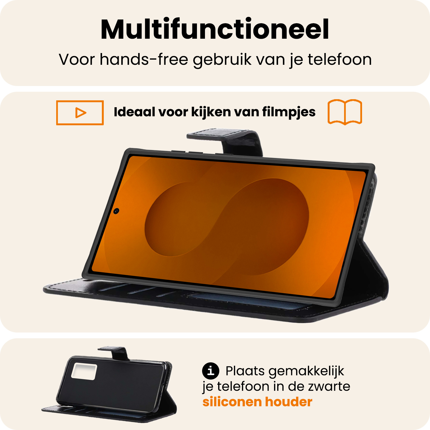 Nomfy Nomfy Samsung Galaxy S25 Ultra Hoesje Bookcase Met 2x Screenprotector - Zwart