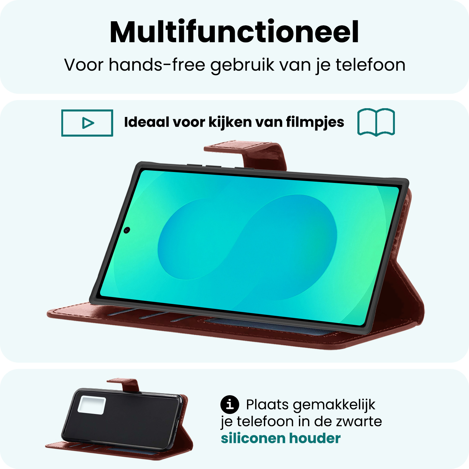 Forterra Forterra Samsung Galaxy S25 Ultra Hoesje Bookcase Met Screenprotector - Bruin