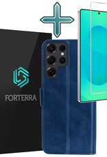 Forterra Forterra Samsung Galaxy S25 Ultra Hoesje Bookcase Met Screenprotector - Donkerblauw