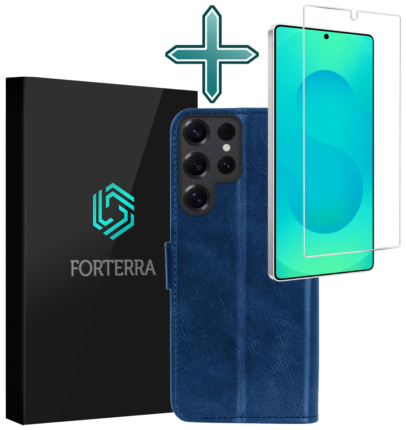 Forterra Forterra Samsung Galaxy S25 Ultra Hoesje Bookcase Met Screenprotector - Donkerblauw