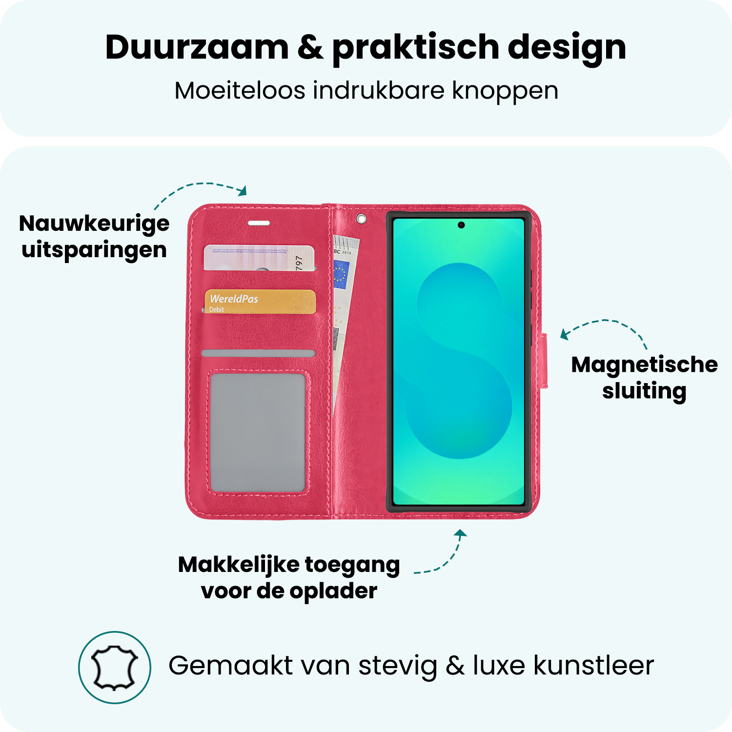 Forterra Forterra Samsung Galaxy S25 Ultra Hoesje Bookcase Met Screenprotector - Donkerroze