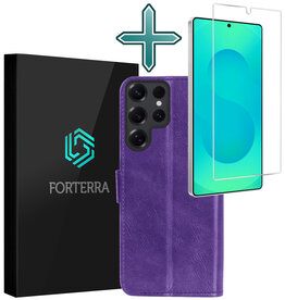 Forterra Forterra Samsung Galaxy S25 Ultra Hoesje Bookcase Met Screenprotector - Paars