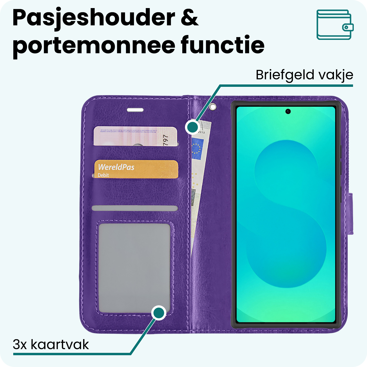 Forterra Forterra Samsung Galaxy S25 Ultra Hoesje Bookcase Met Screenprotector - Paars