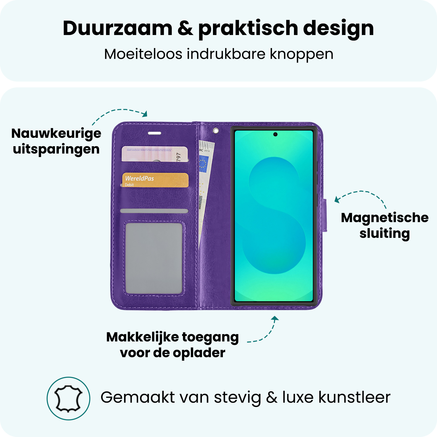 Forterra Forterra Samsung Galaxy S25 Ultra Hoesje Bookcase Met Screenprotector - Paars