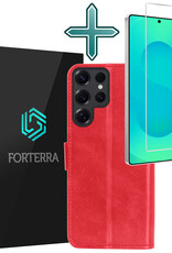 Forterra Forterra Samsung Galaxy S25 Ultra Hoesje Bookcase Met Screenprotector - Rood
