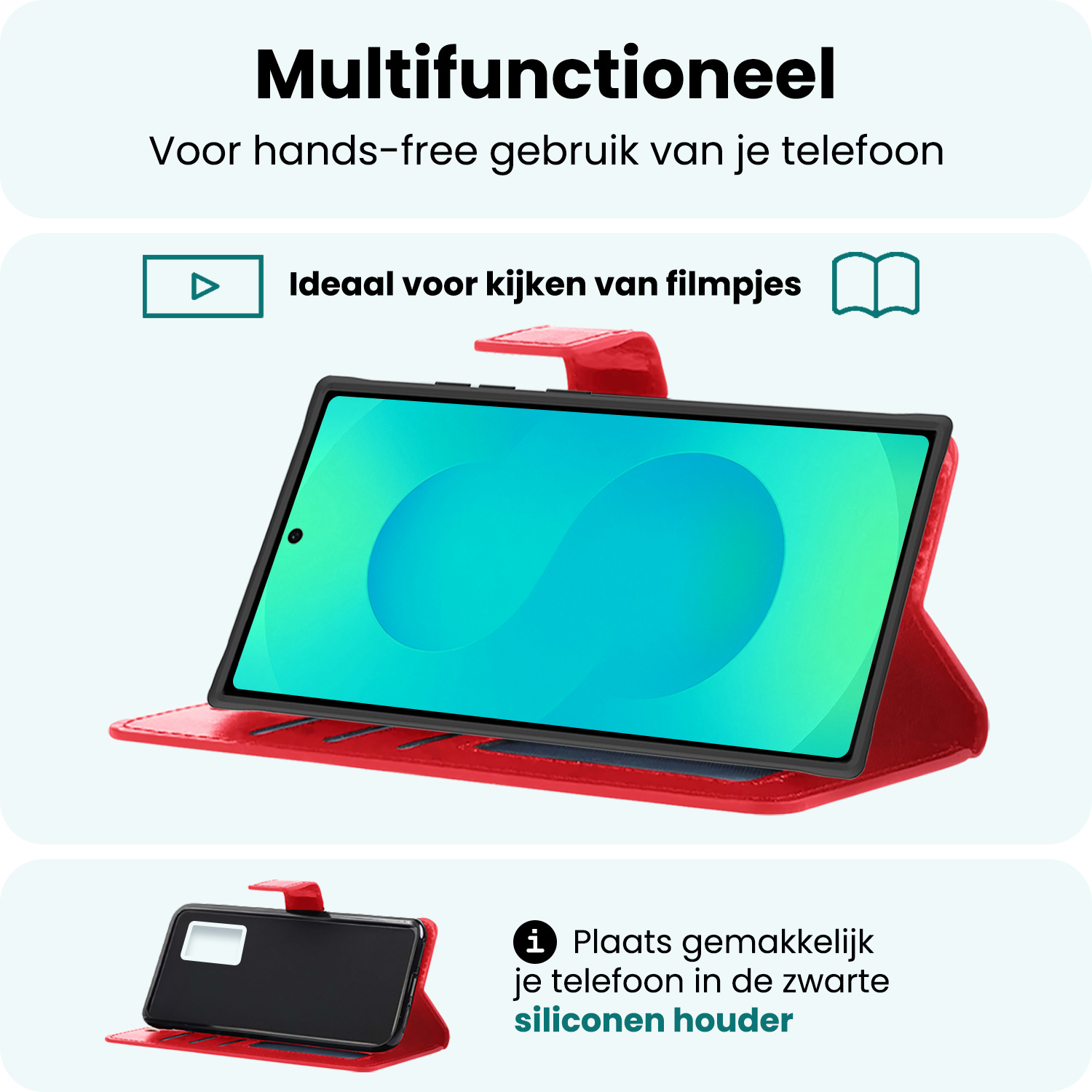 Forterra Forterra Samsung Galaxy S25 Ultra Hoesje Bookcase Met Screenprotector - Rood