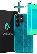 Forterra Forterra Samsung Galaxy S25 Ultra Hoesje Bookcase Met Screenprotector - Turquoise