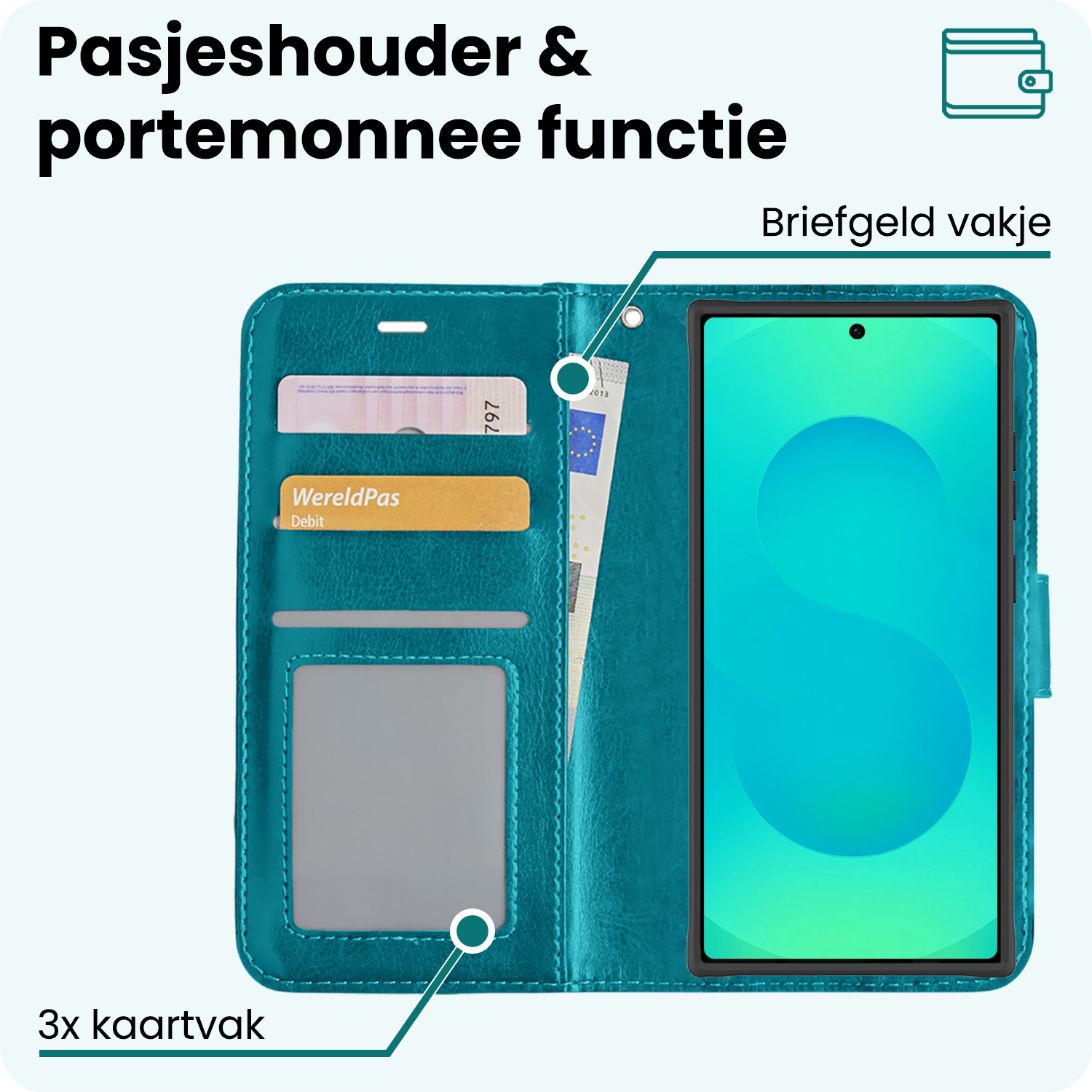 Forterra Forterra Samsung Galaxy S25 Ultra Hoesje Bookcase Met Screenprotector - Turquoise