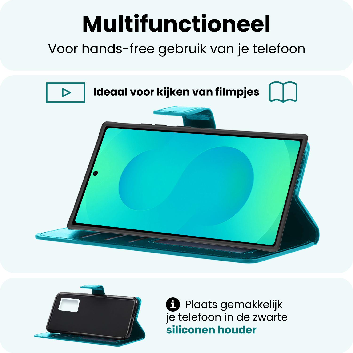 Forterra Forterra Samsung Galaxy S25 Ultra Hoesje Bookcase Met Screenprotector - Turquoise